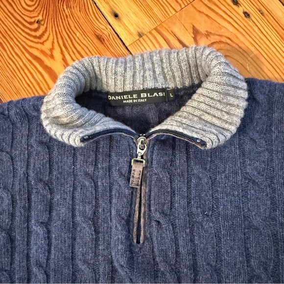 Daniele Blasi Mens Cable Knit Sweater Wool Blend 1/4 Zip Pullover Grandpacore - Picture 7 of 11
